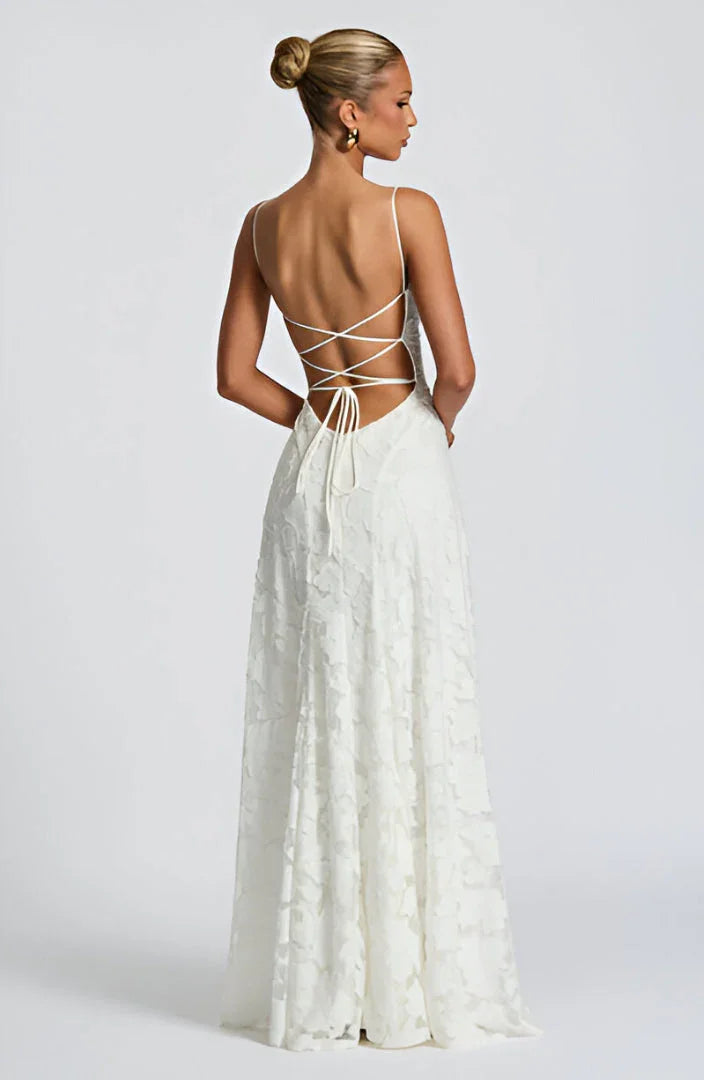 Women's Elegant Wedding Guest Spaghetti Strap Dress | Maxi