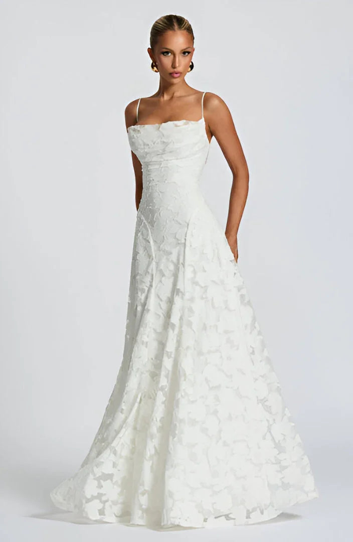 Women's Elegant Wedding Guest Spaghetti Strap Dress | Maxi
