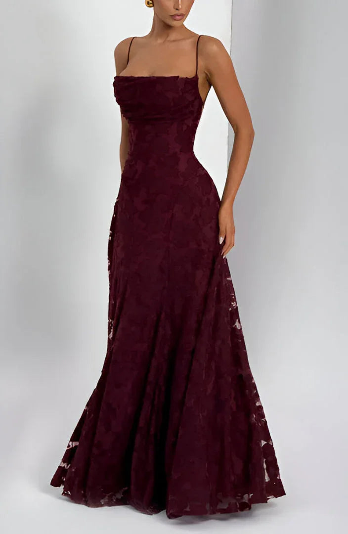 Women's Elegant Wedding Guest Spaghetti Strap Dress | Maxi