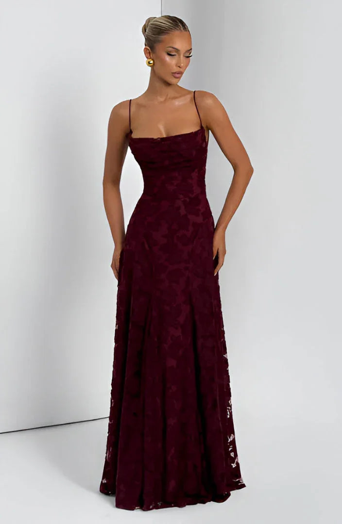 Women's Elegant Wedding Guest Spaghetti Strap Dress | Maxi