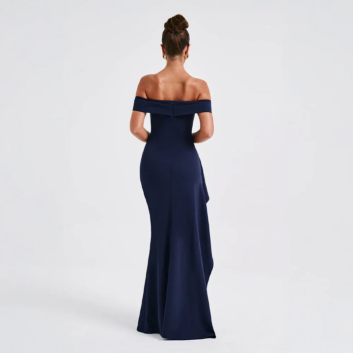 Women's Elegant Formal Off Shoulder Wedding Guest Dress with Slit | Maxi