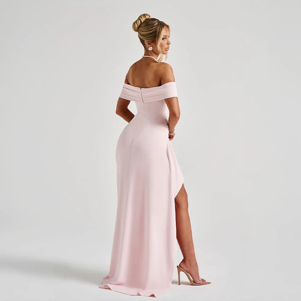 Women's Elegant Formal Off Shoulder Wedding Guest Dress with Slit | Maxi