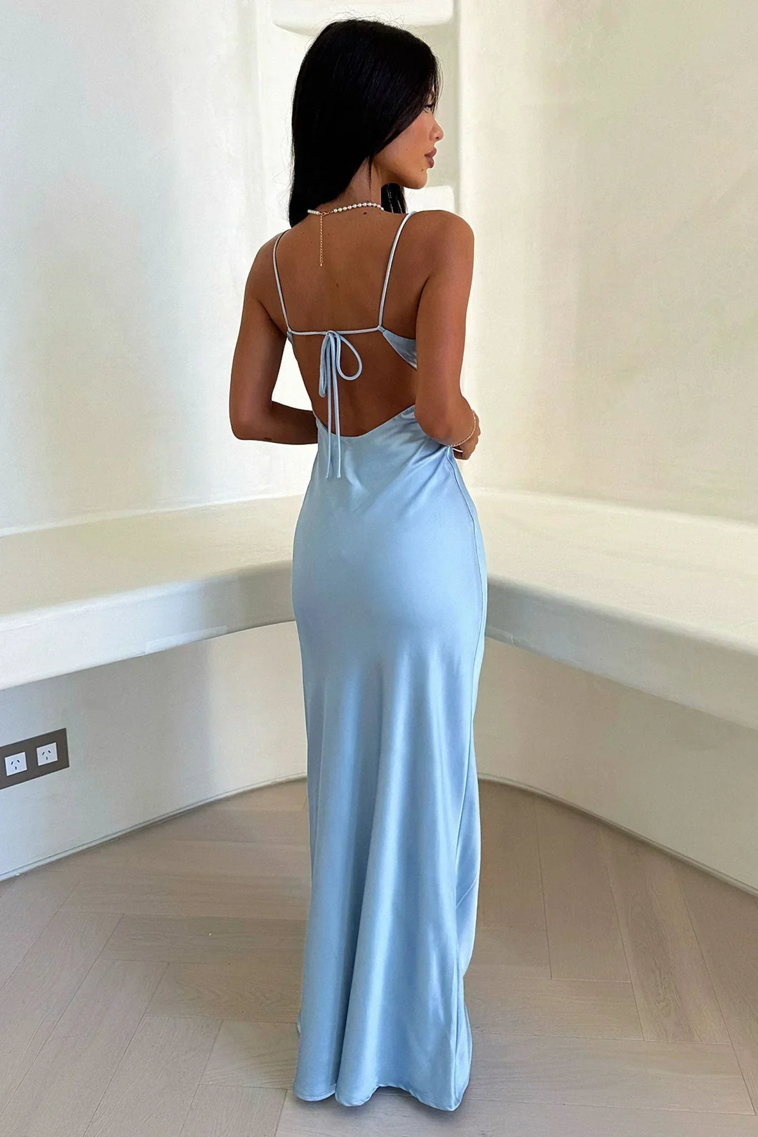 Women's Elegant Light Blue Summer Dress | Maxi
