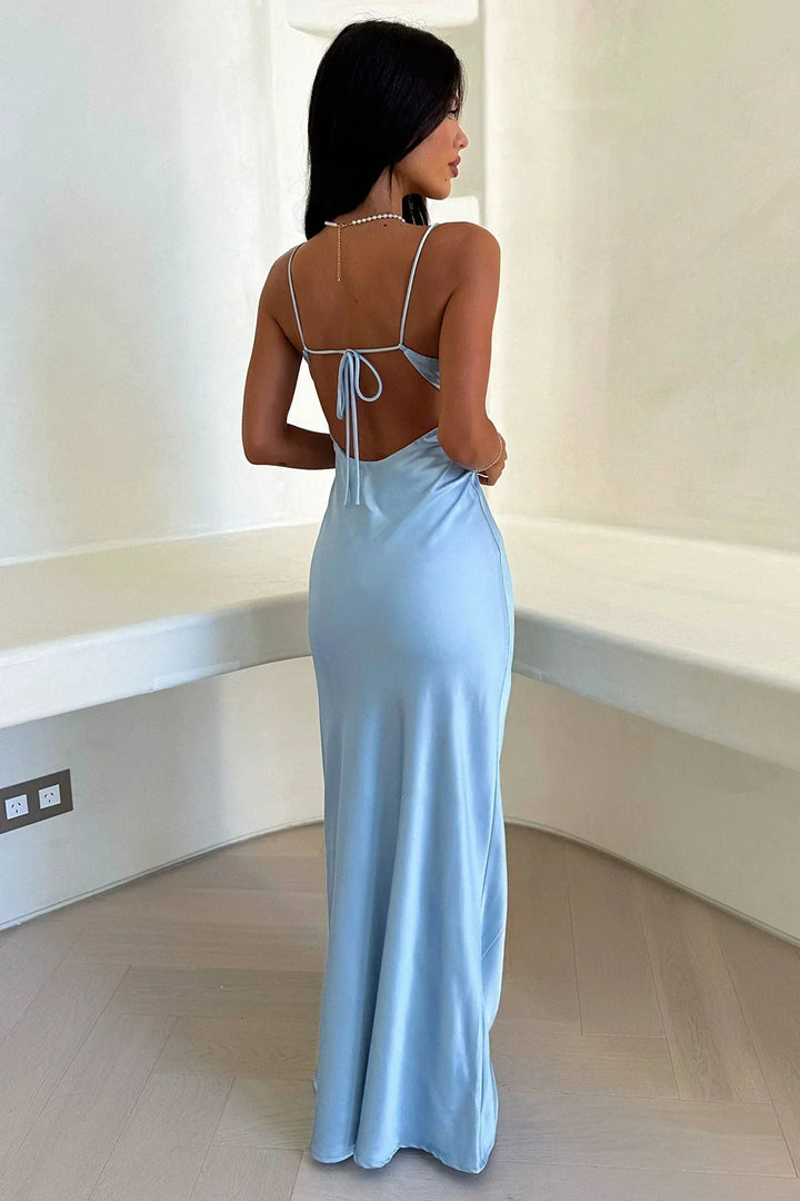 Women's Elegant Light Blue Summer Dress | Maxi