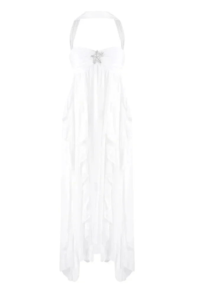 Women's Elegant Pink Ruffled Dress | Maxi