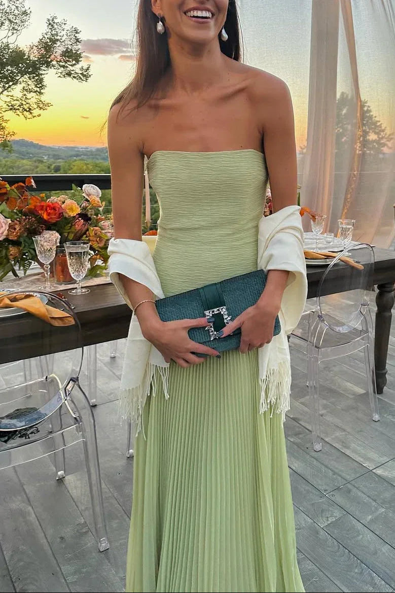 Women's Elegant Sleeveless Pleated Wedding Guest Dress | Maxi