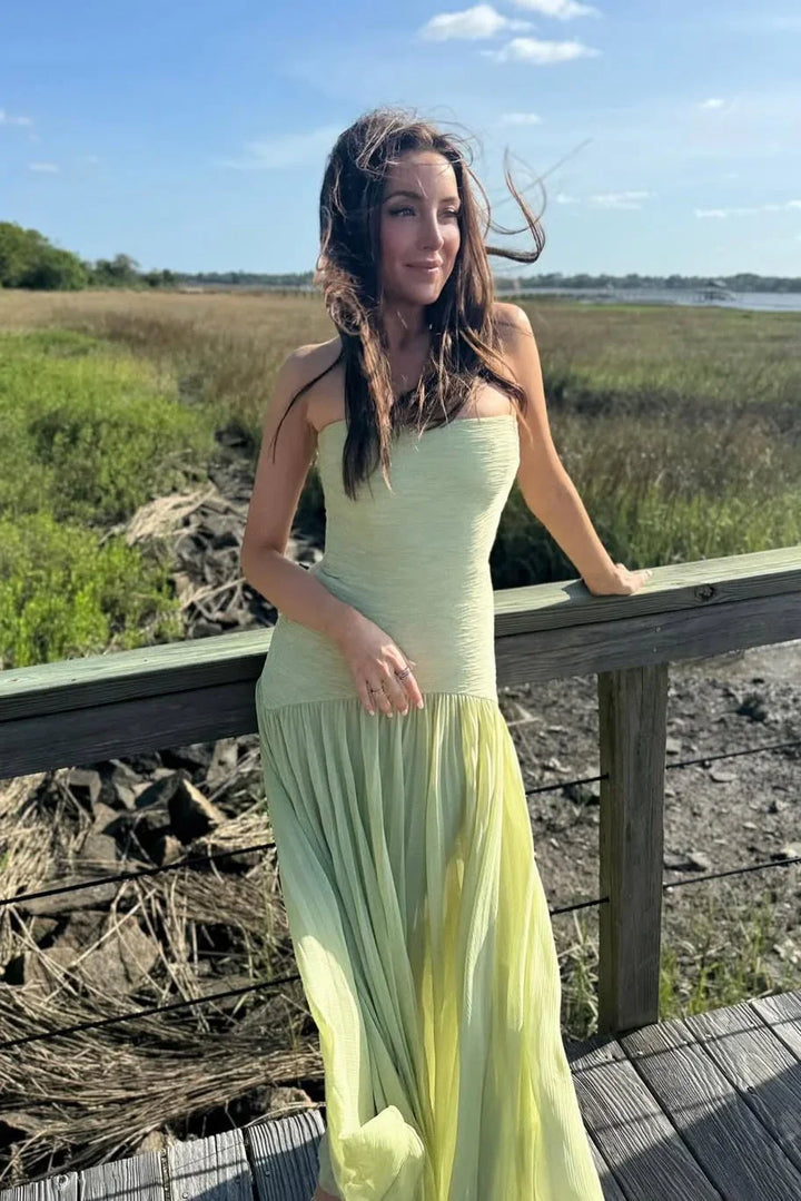 Women's Elegant Sleeveless Pleated Wedding Guest Dress | Maxi