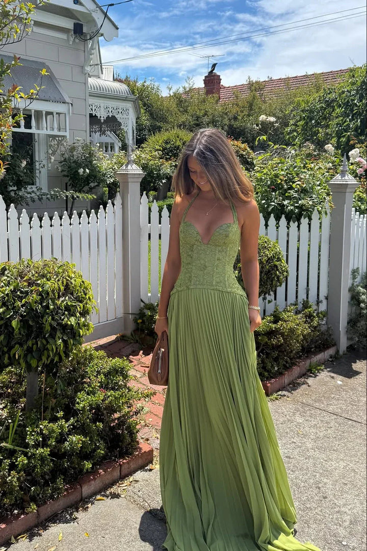 Women's Elegant Wedding Guest Pleated Dress | Maxi