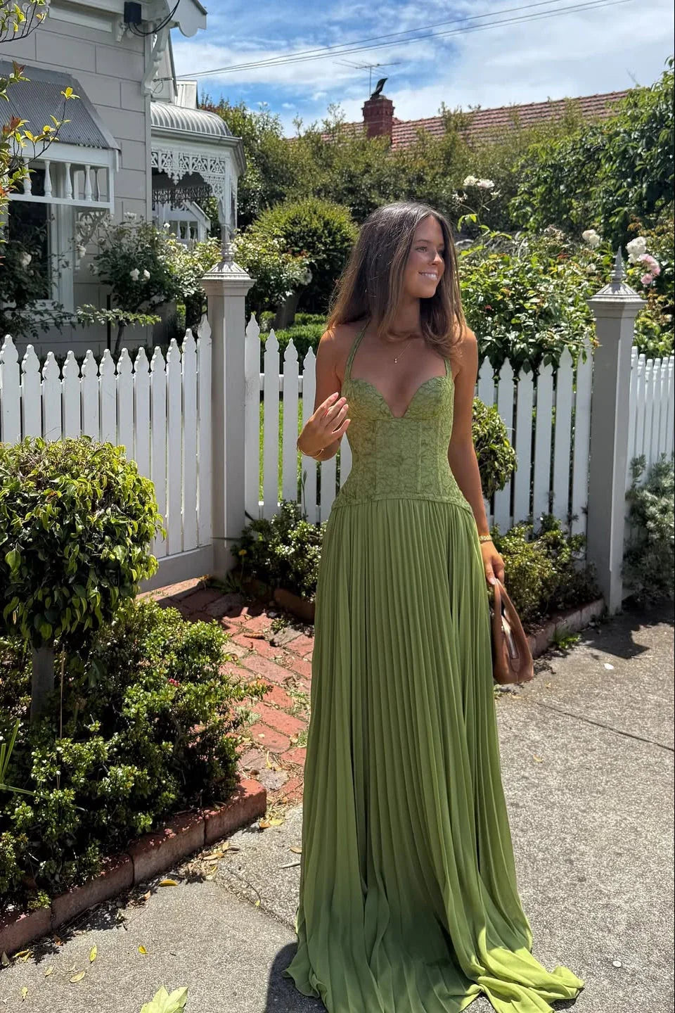 Women's Elegant Wedding Guest Pleated Dress | Maxi