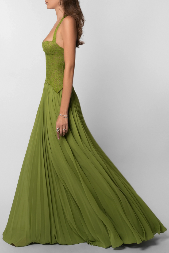 Women's Elegant Wedding Guest Pleated Dress | Maxi