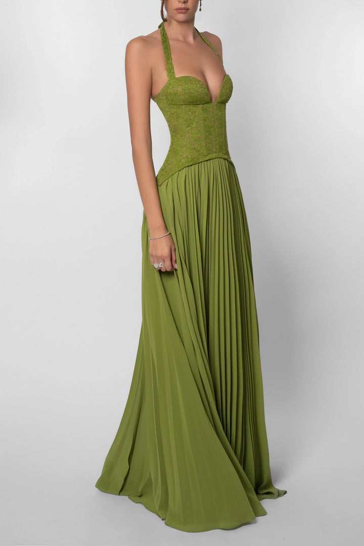 Women's Elegant Wedding Guest Pleated Dress | Maxi