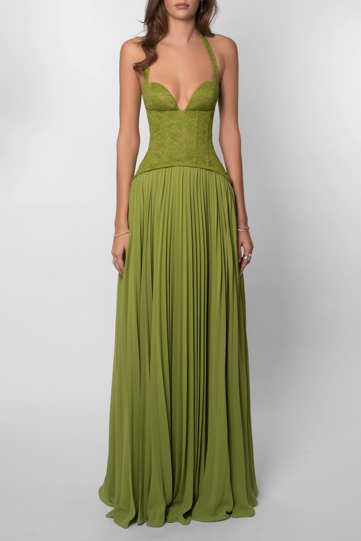 Women's Elegant Wedding Guest Pleated Dress | Maxi