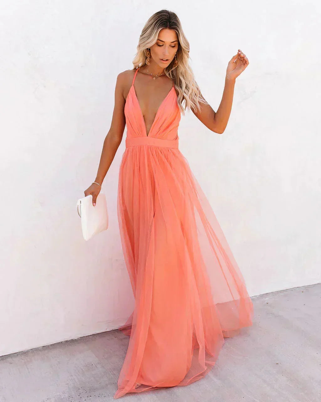 Women's Evening Plunging Neck Summer Dress | Maxi
