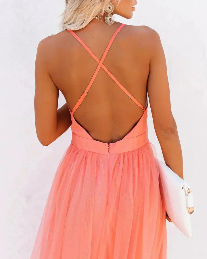 Women's Evening Plunging Neck Summer Dress | Maxi