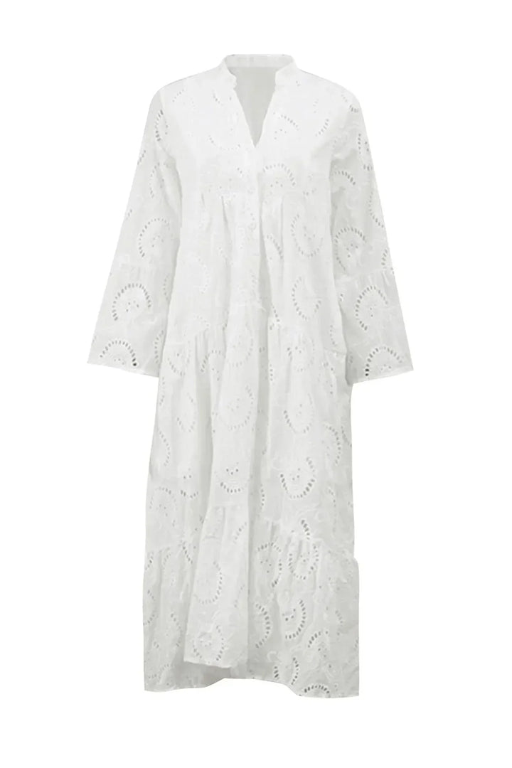 Women's Summer Notch Button Neck Vacation Dress | Maxi
