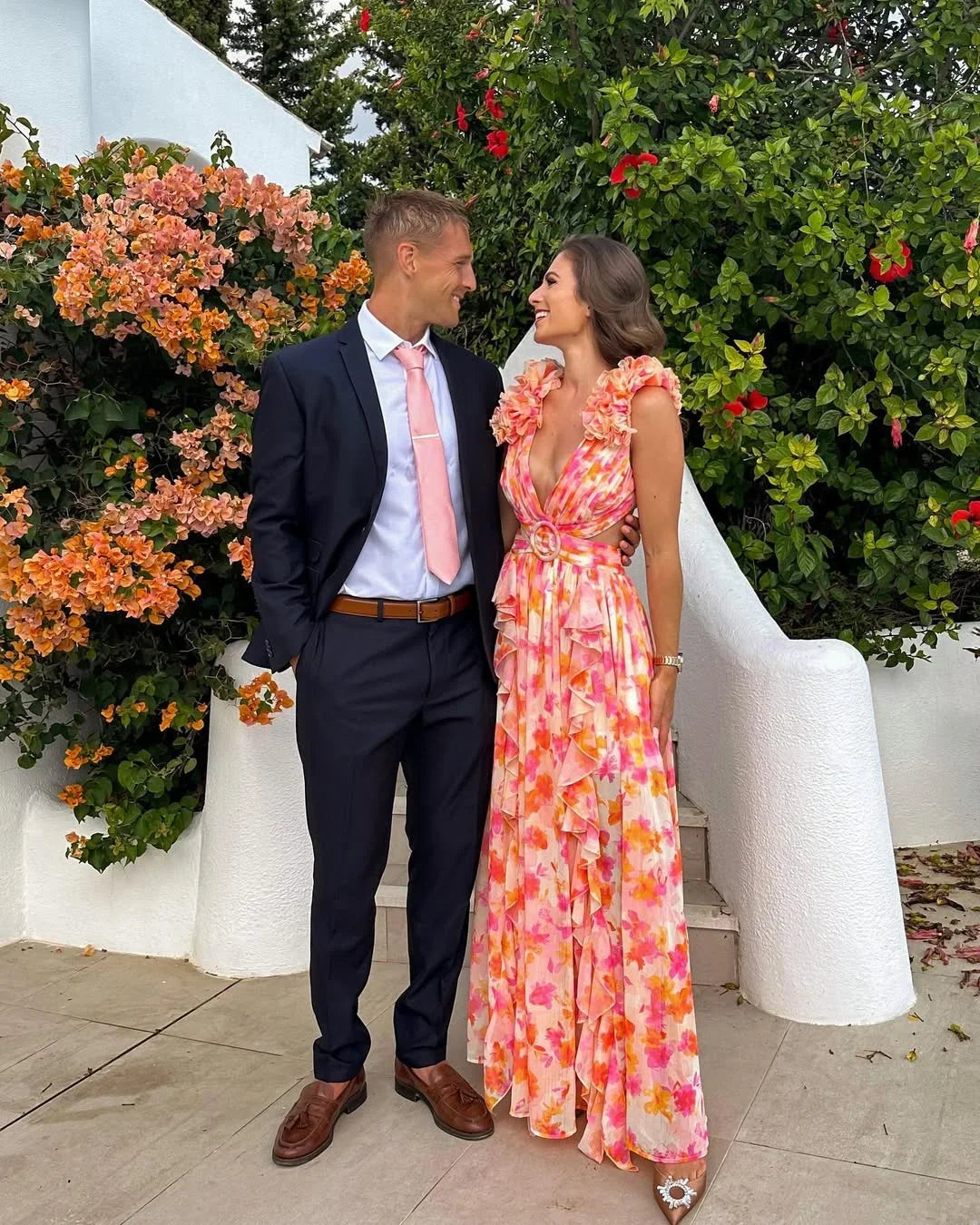 Women's Elegant Wedding Guest Floral Sleeveless Dress | Maxi