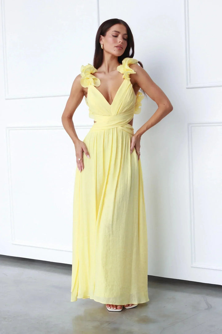 Women's Elegant Summer Ruffle Strap Dress | Maxi