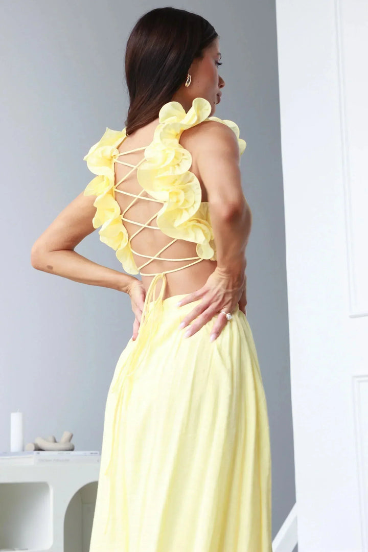 Women's Elegant Summer Ruffle Strap Dress | Maxi