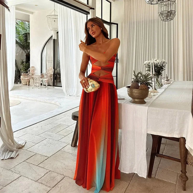 Women's Chique Strapless Summer Cutout Dress | Maxi