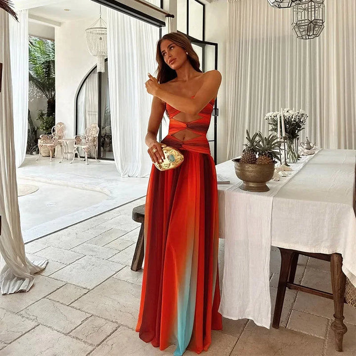 Women's Chique Strapless Summer Cutout Dress | Maxi