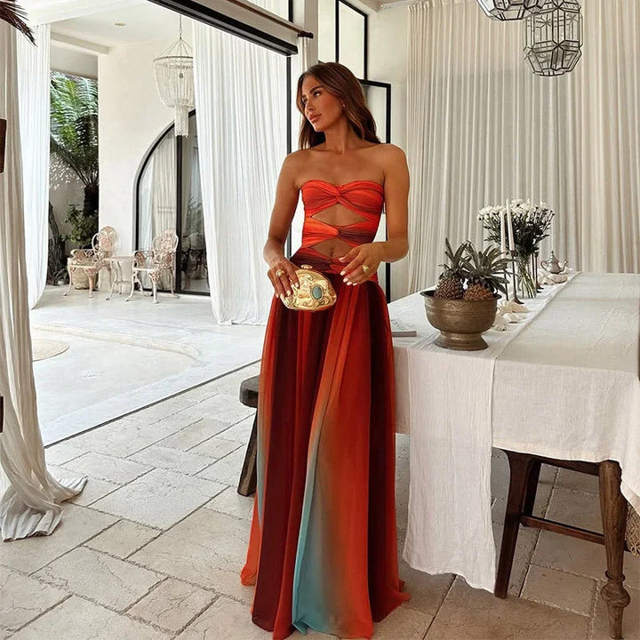 Women's Chique Strapless Summer Cutout Dress | Maxi