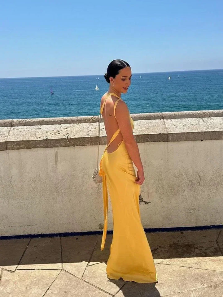 Women's Elegant Backless Evening Dress | Maxi