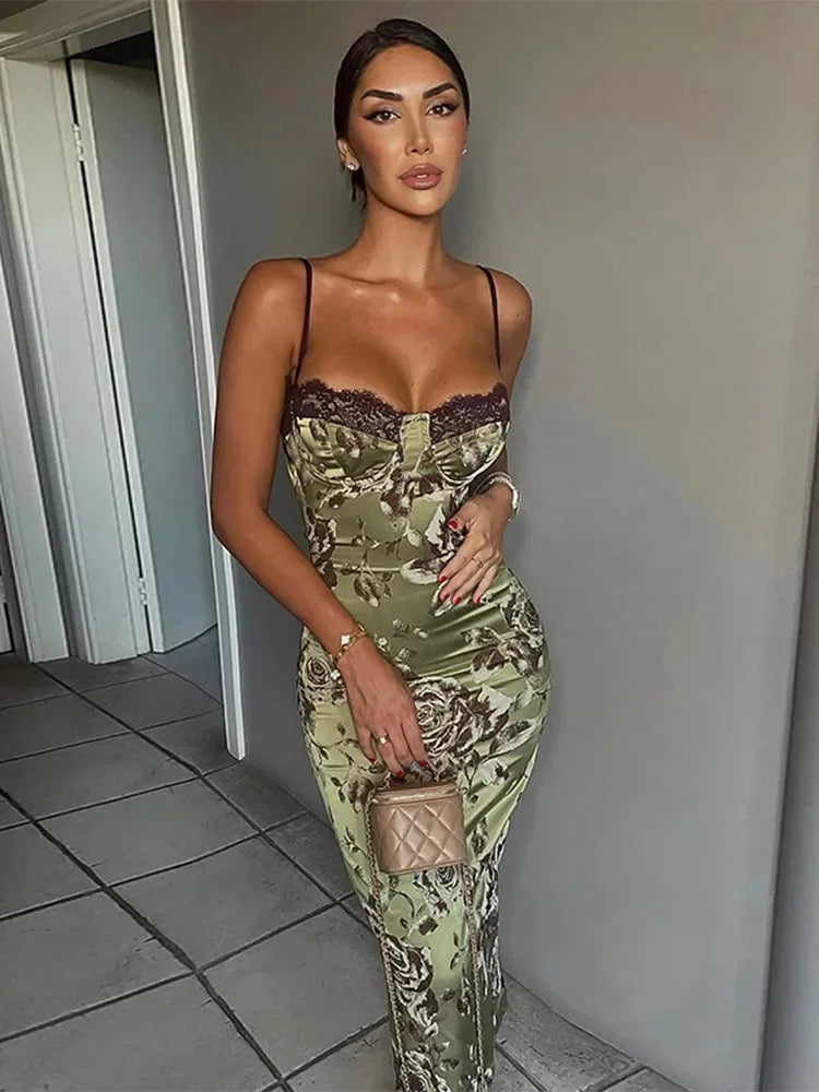 Women's Elegant Evening Floral Sleeveless Dress | Midi