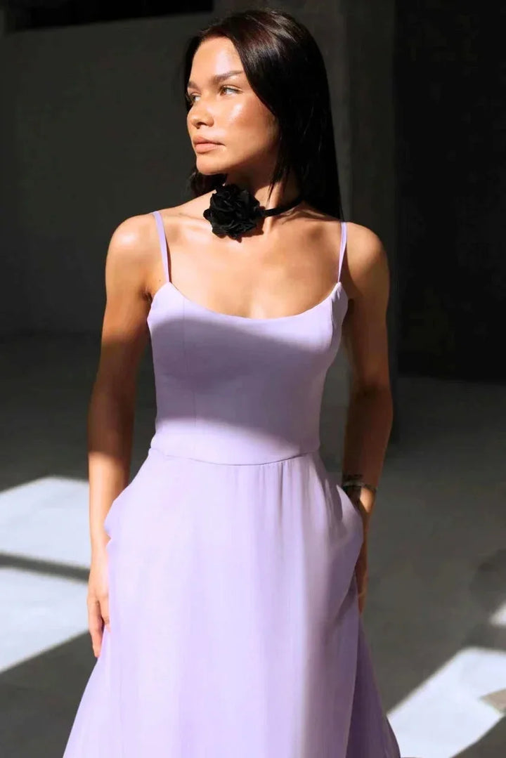 Women's Elegant Wedding Guest Ruffled Hem Dress | Midi