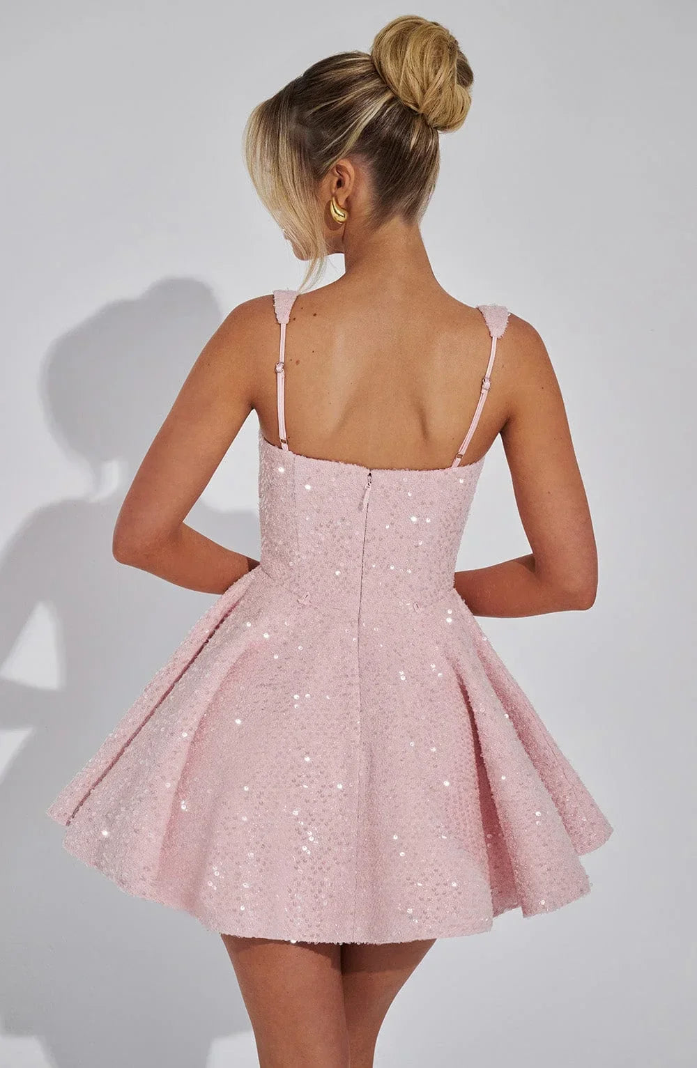 Women's Sparkling Evening Party Dress with Bow Detail | Mini