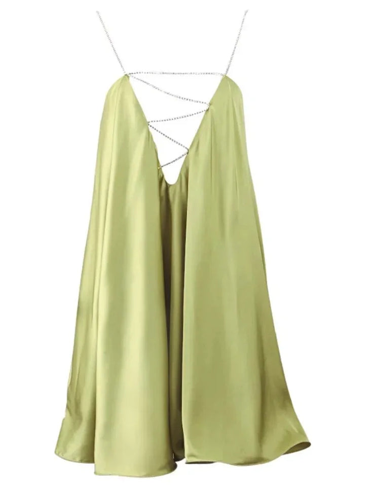 Women's Elegant Evening Chain Detail Dress | Mini