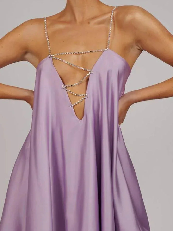 Women's Elegant Evening Chain Detail Dress | Mini