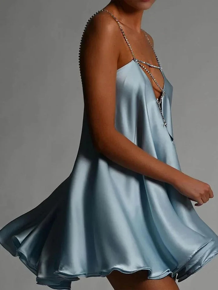 Women's Elegant Evening Chain Detail Dress | Mini