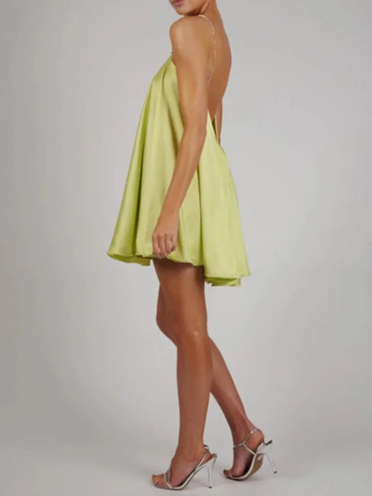 Women's Elegant Evening Chain Detail Dress | Mini
