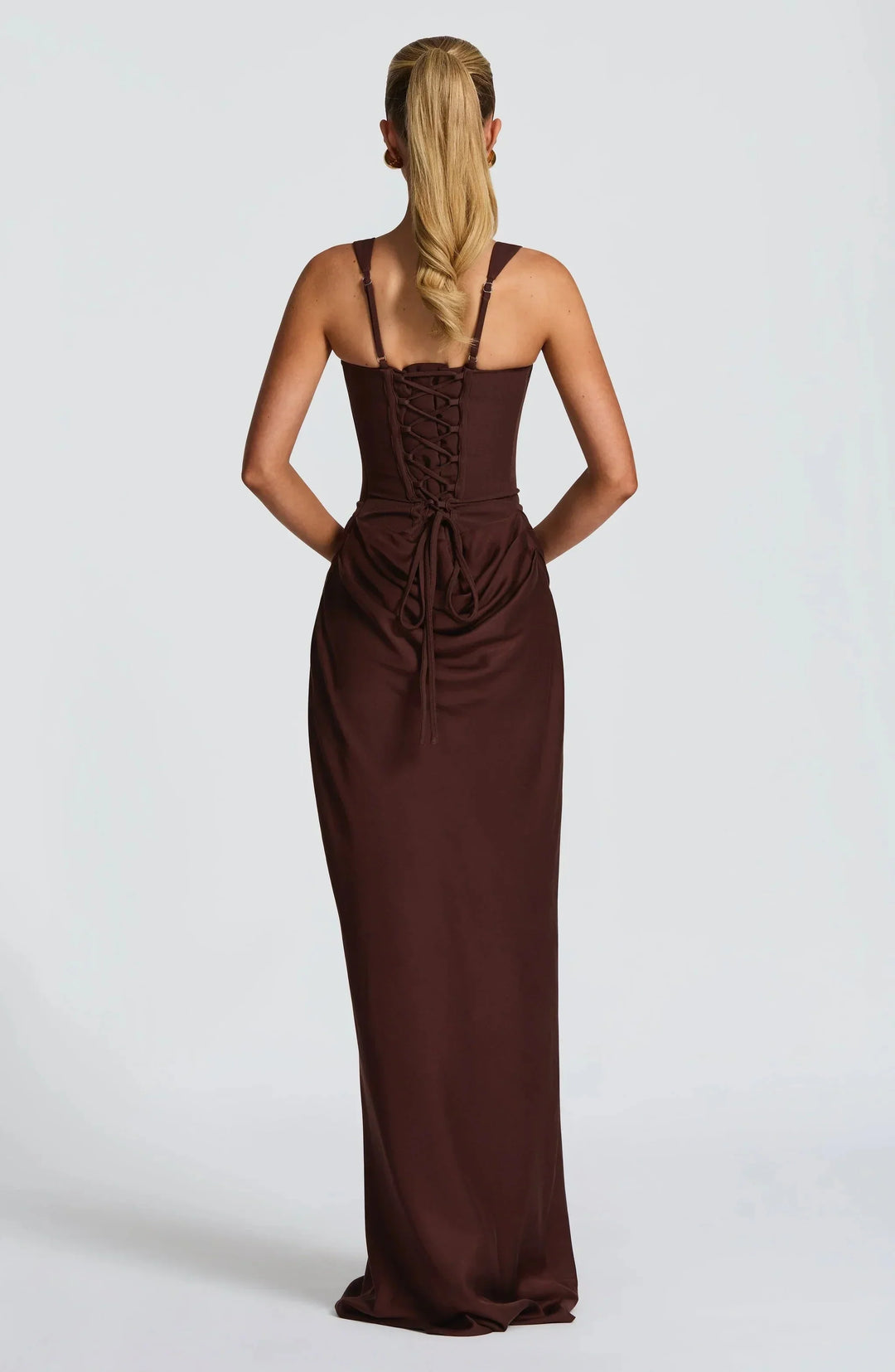 Women's Elegant Evening Drape Square Neck Fitted Dress | Maxi