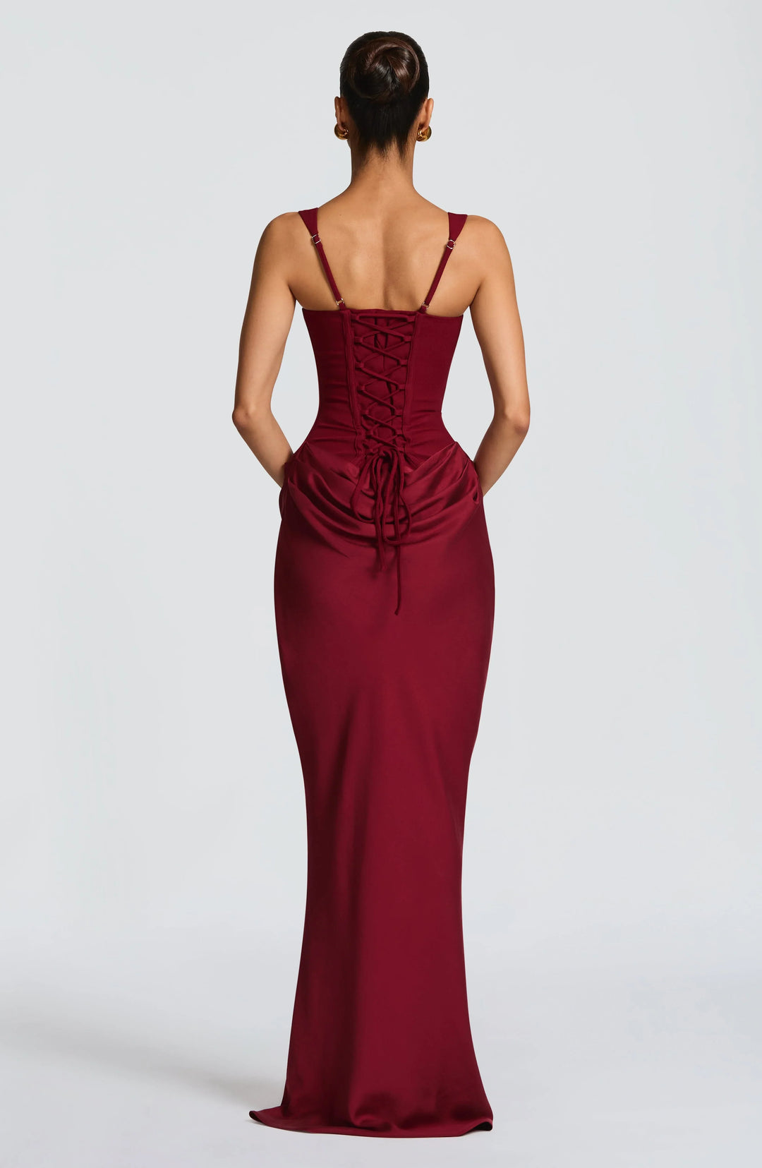 Women's Elegant Evening Drape Square Neck Fitted Dress | Maxi