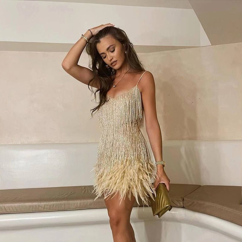 Women’s Evening Party Sequin Spaghetti Strap Cocktail Dress | Mini