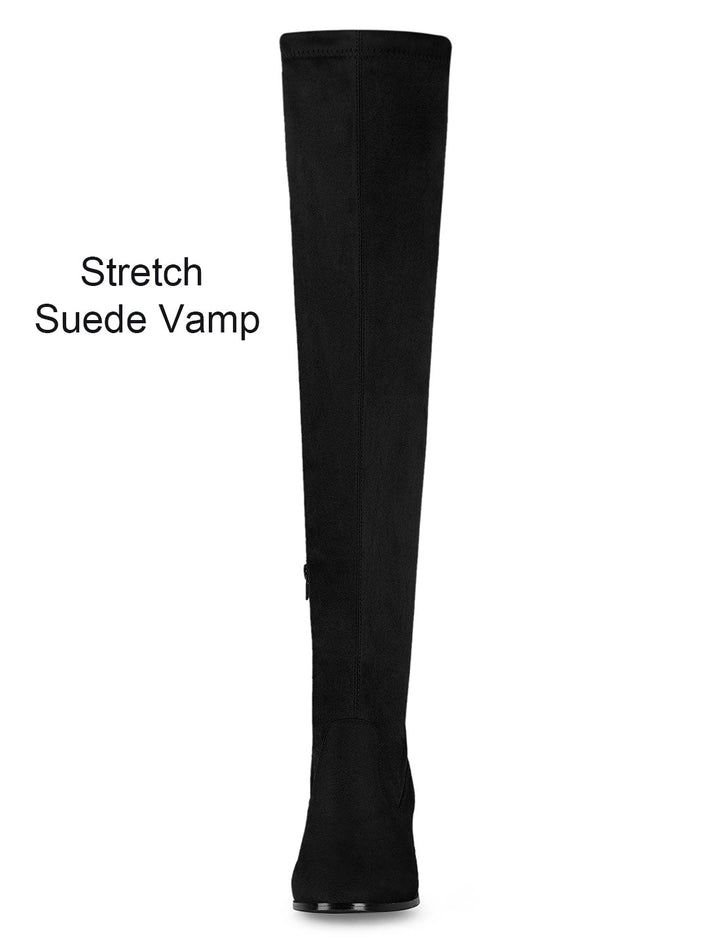 Women's Zip Round Toe Over The Knee Boots | Heel