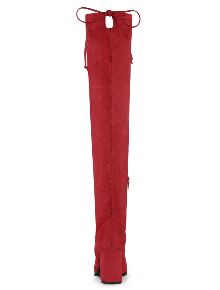Women's Zip Round Toe Over The Knee Boots | Heel