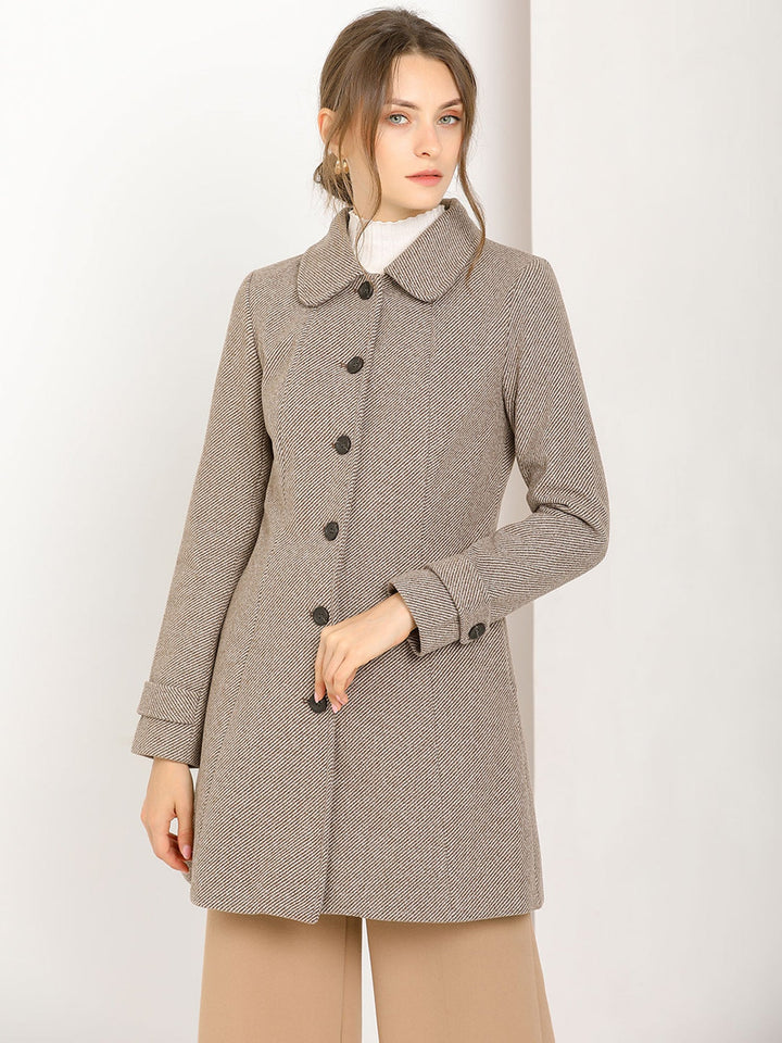 Long manteau chaud à chevrons pour femme | Hiver