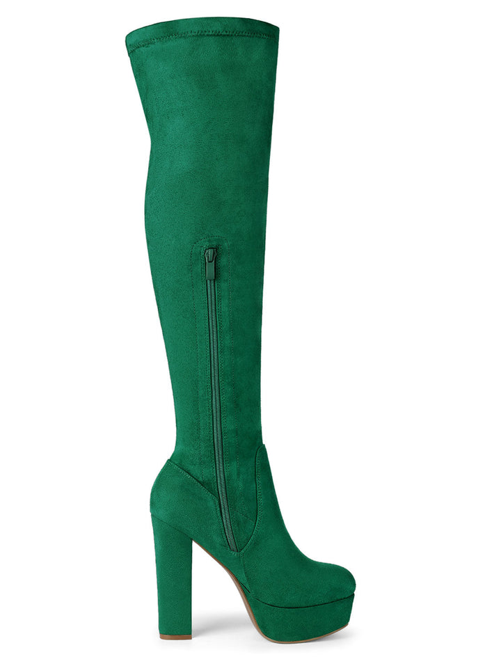 Bottes cuissardes à plateforme et fermeture éclair pour femmes | Talon