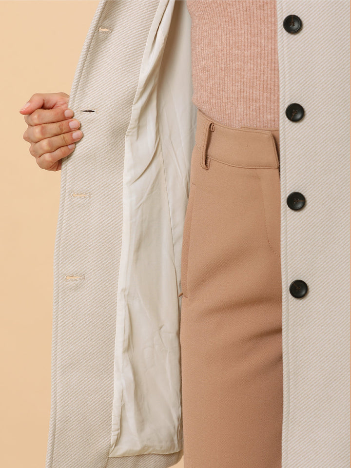 Long manteau chaud à chevrons pour femme | Hiver