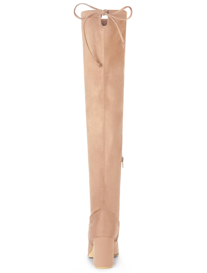 Women's Zip Round Toe Over The Knee Boots | Heel