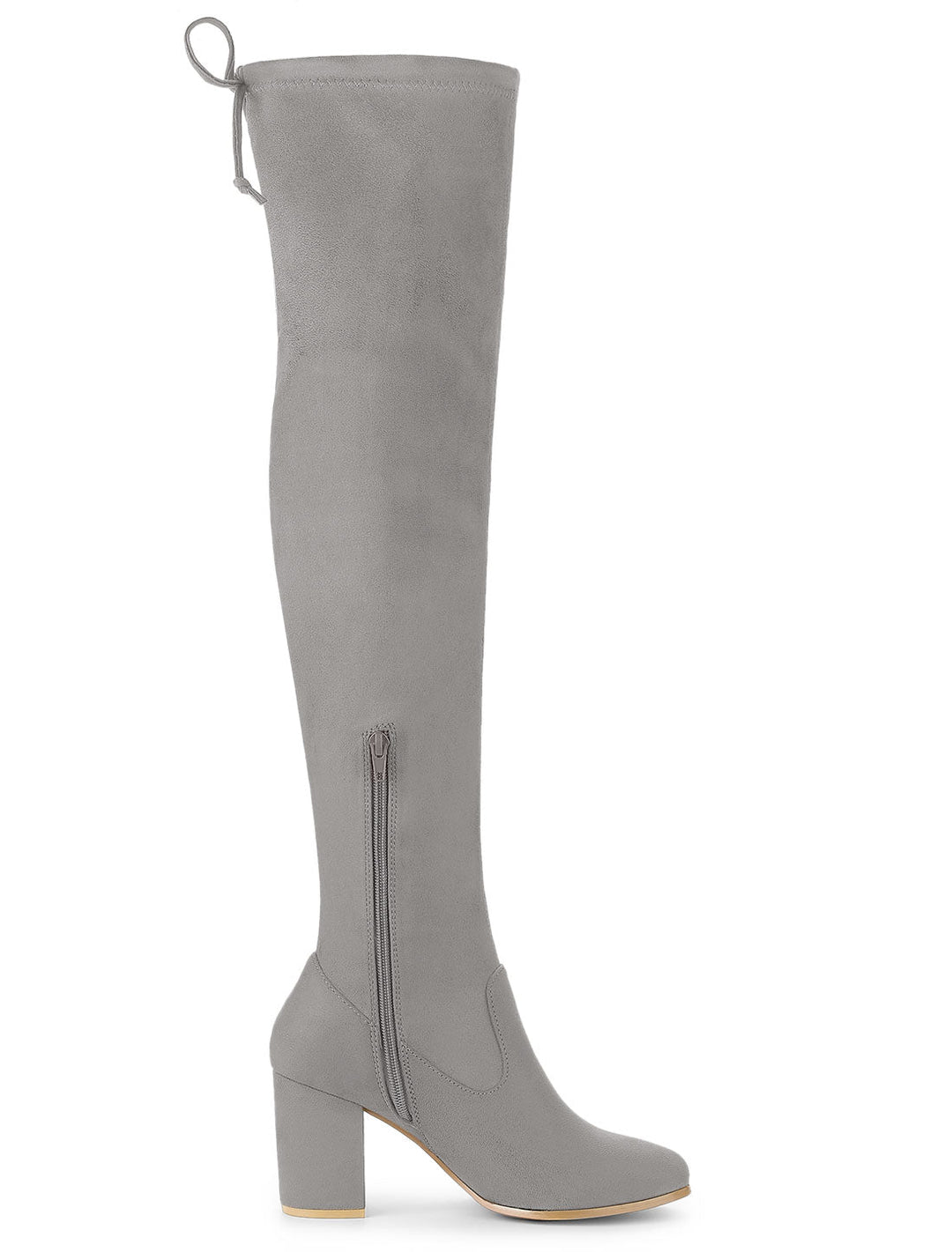 Women's Zip Round Toe Over The Knee Boots | Heel