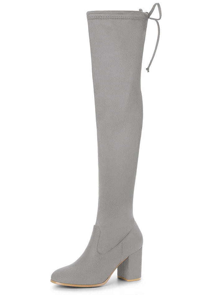 Women's Zip Round Toe Over The Knee Boots | Heel