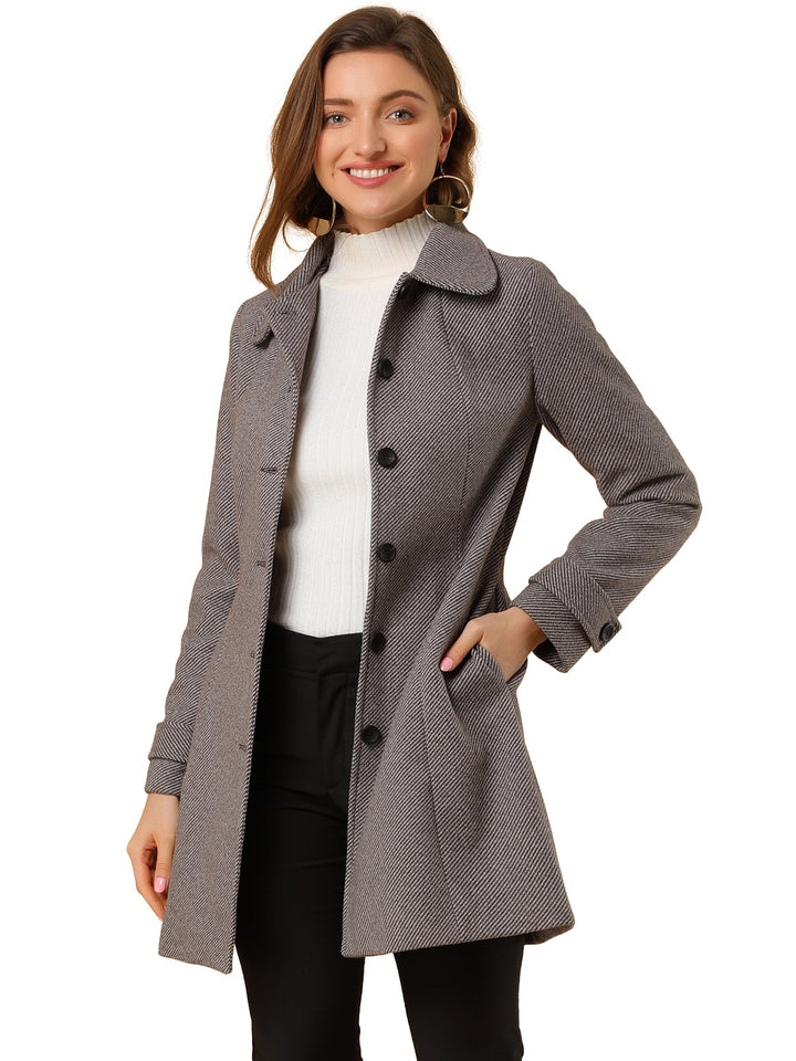 Long manteau chaud à chevrons pour femme | Hiver