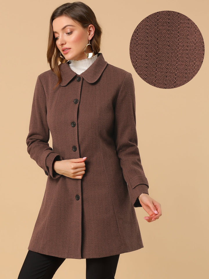 Long manteau chaud à chevrons pour femme | Hiver