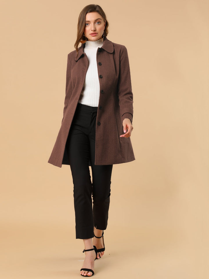 Long manteau chaud à chevrons pour femme | Hiver