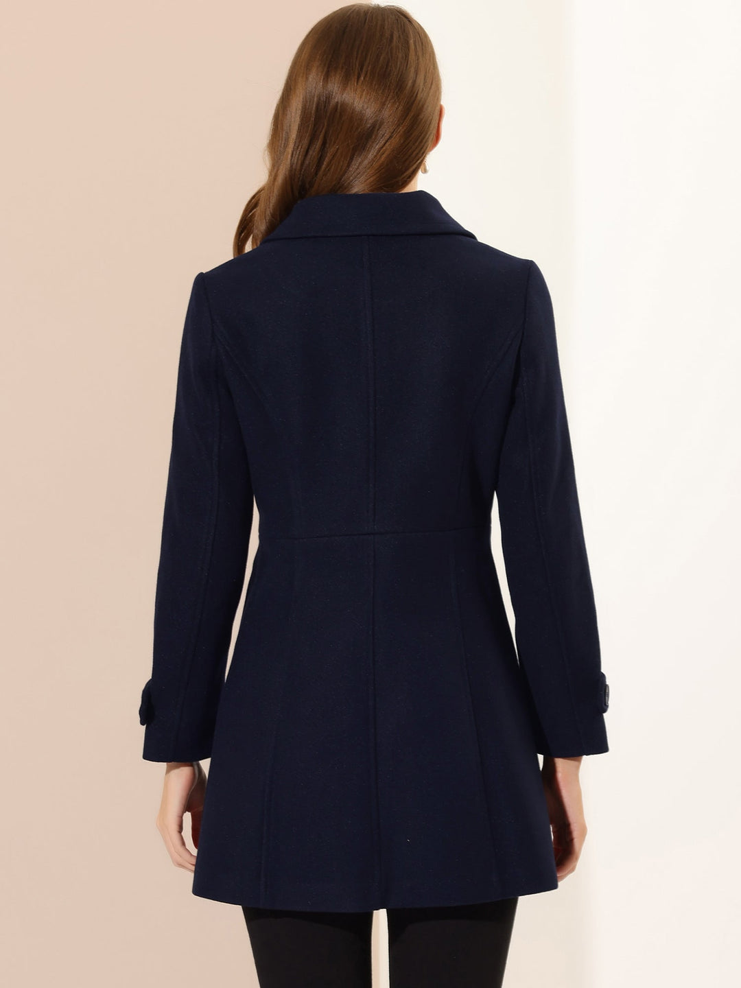 Long manteau d’hiver boutonné à col pour femme
