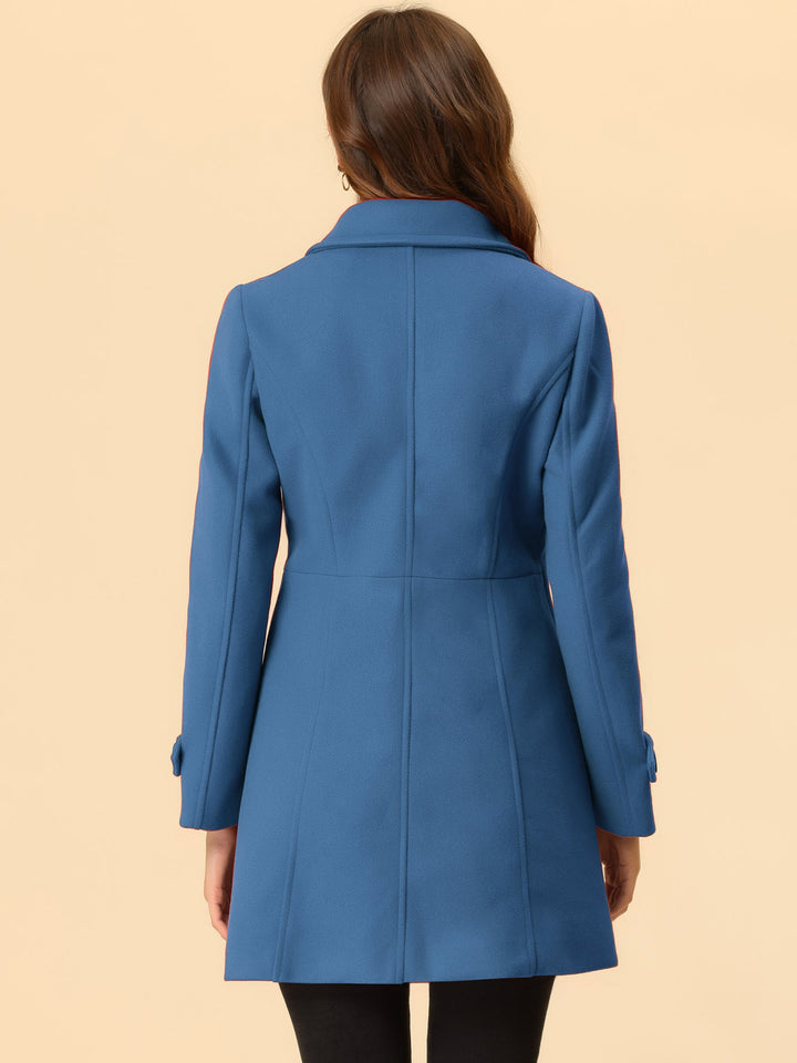 Long manteau d’hiver boutonné à col pour femme