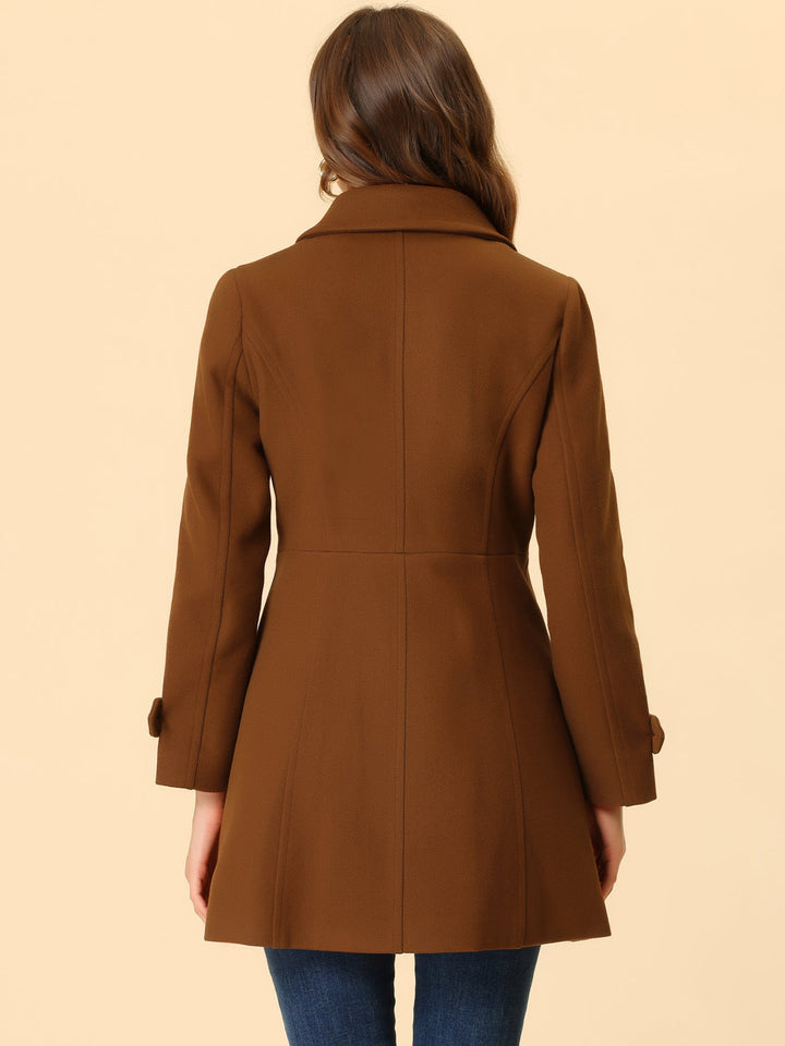Long manteau d’hiver boutonné à col pour femme